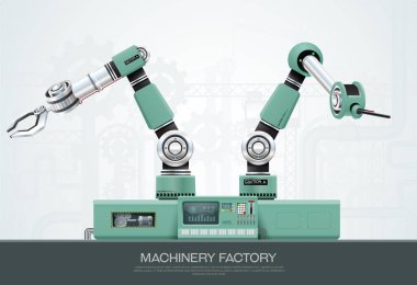 Endüstriyel makine robot robot kol el fabrika vektör çizim