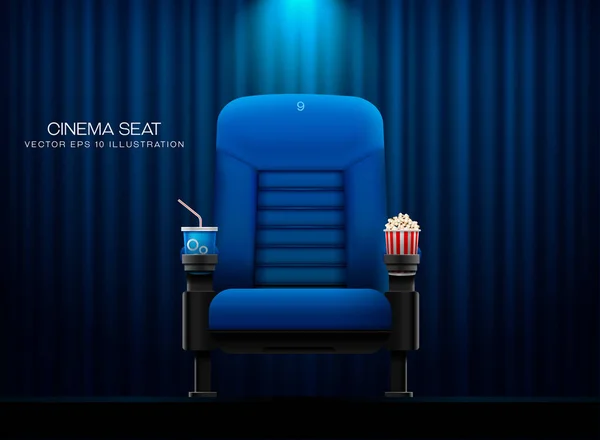 Cinema Seat Theater Assento Cortina Com Holofotes Fundo Vetor Ilustração — Vetor de Stock