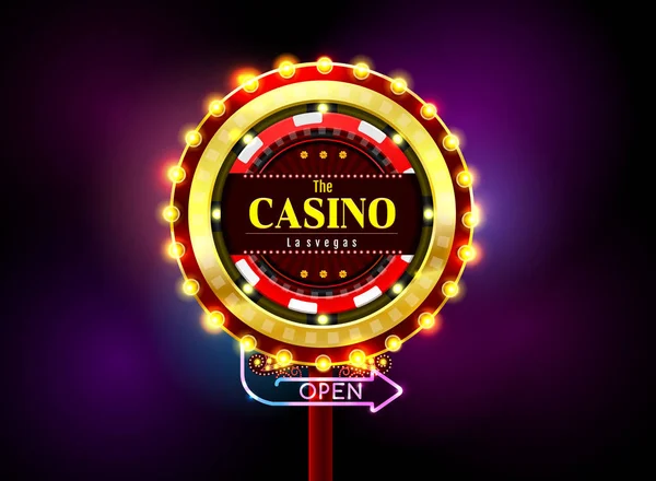 Signo Casino Luz Neón Aire Libre Vector Ilustración — Archivo Imágenes Vectoriales