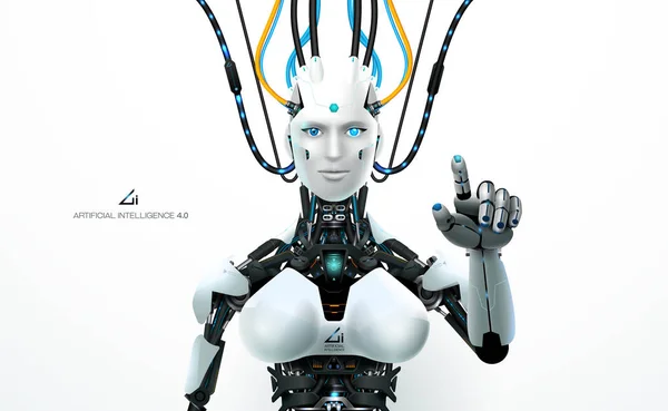机器人人工智能技术智能为了全息接口显示器 技术工业4 — 图库矢量图片