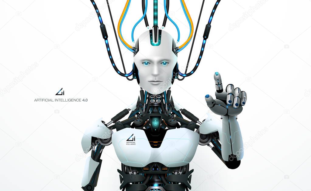 robot artificial intelligence technology smart lerning hologram interface monitor by ai technology industrial 4.0 control