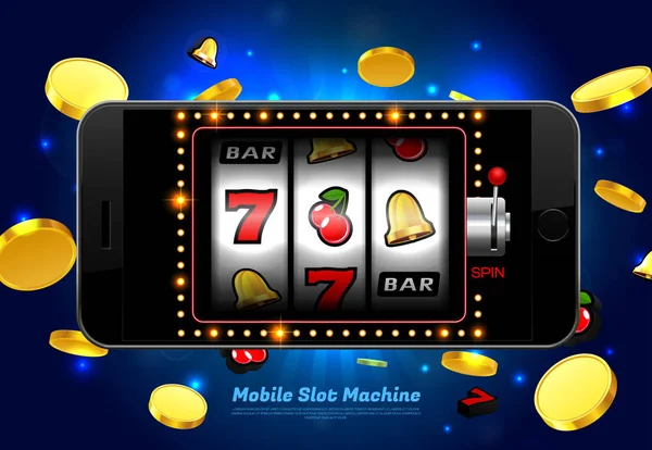Şanslı Slot Makinesidir Casino Cep Telefonu Açık Renkli Vektör Çizim — Stok Vektör