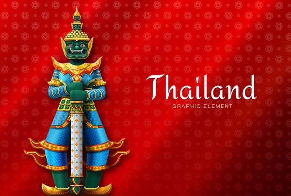 ศิลปะไทย วัดไทย ผู้พิทักษ์ยักษ์ — ภาพเวกเตอร์สต็อก