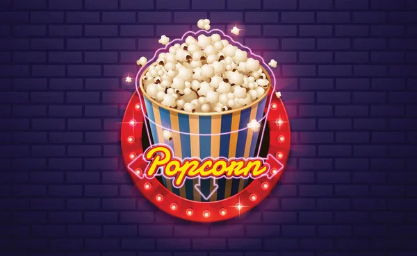 Licht Zeichen Popcorn Blickwall Hintergrund Vektor Illustration — Stockvektor