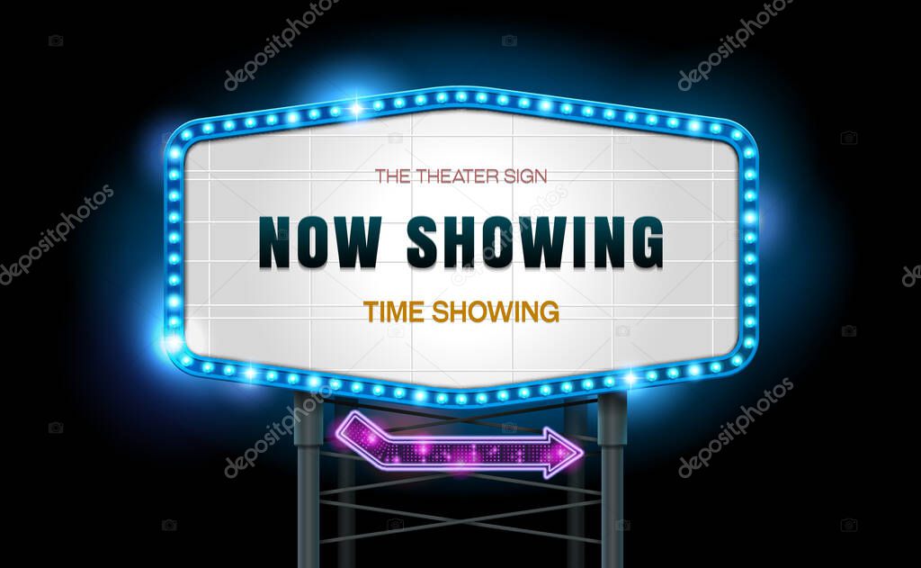 light sign billboard cinema theater vector illustration