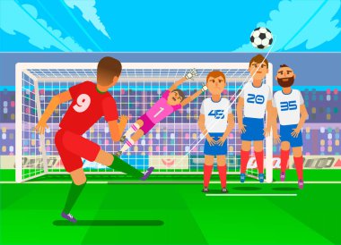 Free kick in football. National teams in the championship. Vector flat illustration clipart
