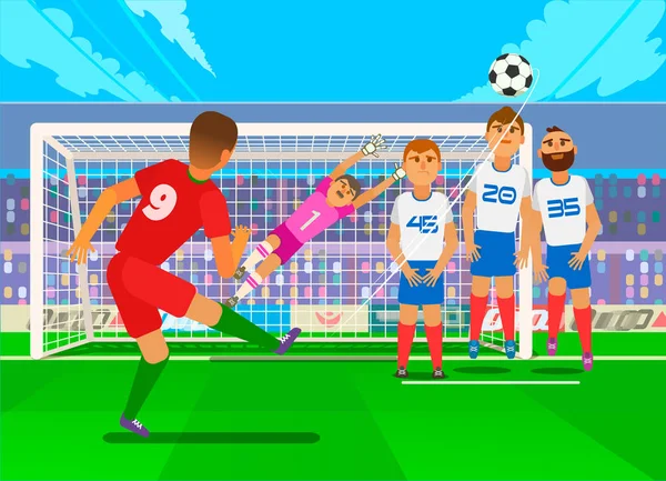 Serbest vuruş futbol. Milli Takımlar Şampiyonası'nda. Vektör düz çizim