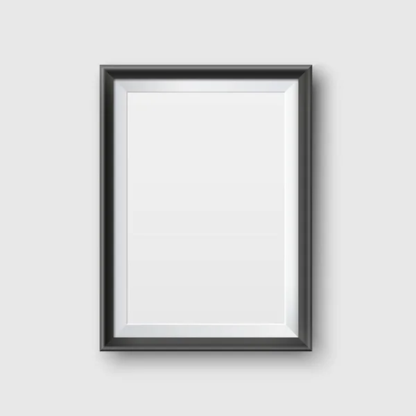 Realista vazio preto moldura Mockup. Quadro preto vazio realista, isolado em um fundo cinza neutro . — Fotografia de Stock