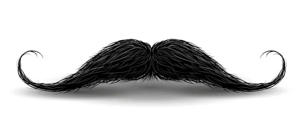 Bigode encaracolado preto vintage realista. Ilustração vetorial isolada sobre fundo branco . —  Vetores de Stock