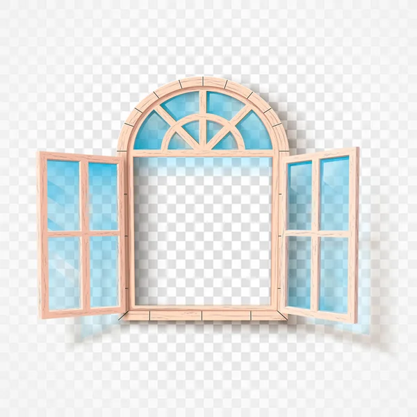 Open Window Isolated Wooden Frame Glass Illustration — Stock Photo, Image