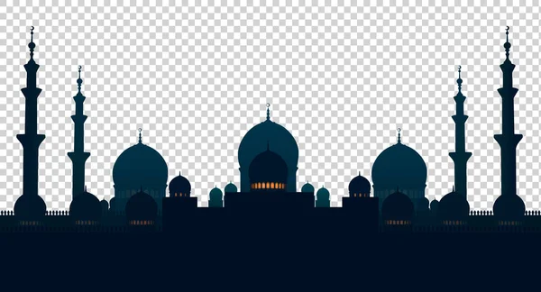 Mezquita, casa musulmana. Objetos aislados sobre un fondo a cuadros. Ilustración vectorial — Vector de stock