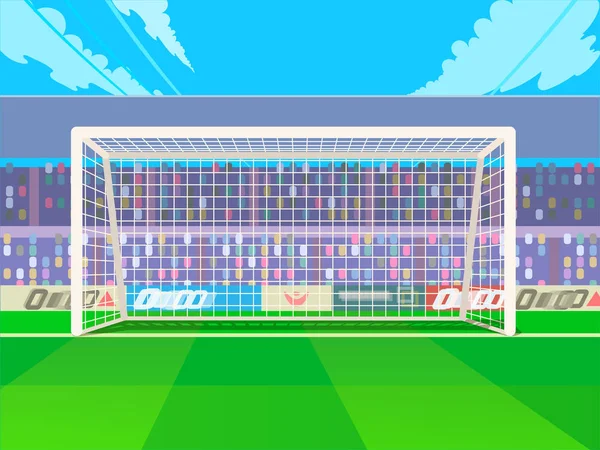 Fußballtorpfosten mit Netz. Fußballtor auf dem Feld. qualitative Vektorillustration für Fußball, Sportspiel, Meisterschaft. Fußballtor. Fußball-Spiele.Vektor-Illustration — Stockvektor