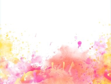 Beyaz, büyük boyutu sınırında izole kırmızı Yellowwatercolor sıçrama artalanları kenarlık