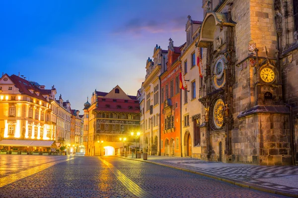 Famous Prague Clock Orloj Center Old City Night Czech Republic — Stock Photo, Image