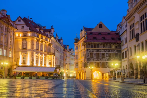 Oude Historische Praag Vierkante Night Met Oude Lampen Niemand Tsjechië — Stockfoto