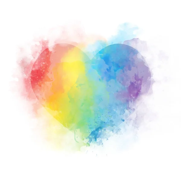 Gentle Watercolor art rainbow heart — Stock Photo, Image