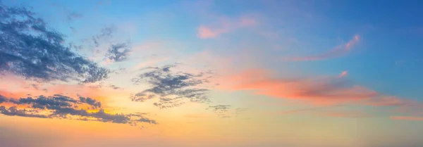 Huge Panoramic Sunrise Sundown Sunset Sky Colorful Clouds Long Panorama — Stock Photo, Image