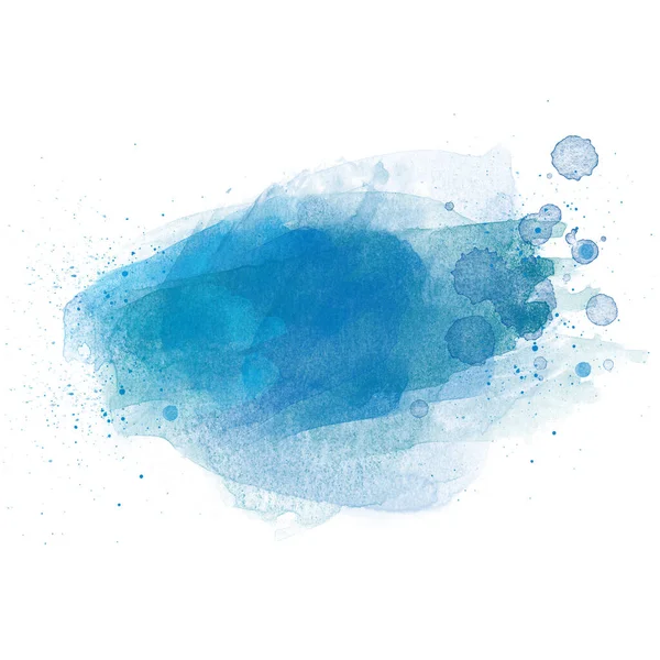 青い抽象的な水彩の背景バナー白とスプラッシュグランジドット — ストック写真
