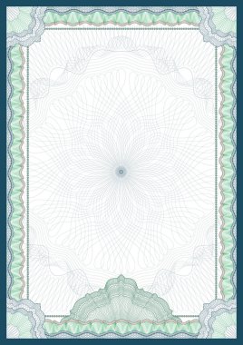 Diploma veya sertifika / vektör / dikey / CMYK renk / Düzenleme için nadir Guilloche çerçeve sınırı