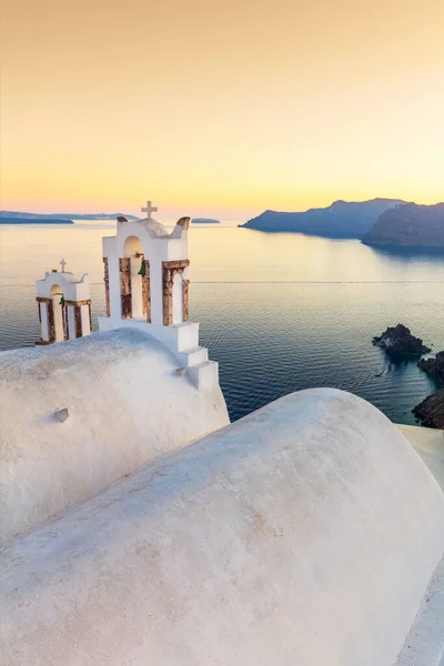 Noite Calma Pôr Sol Romântico Popular Resort Ilha Santorini Arco — Fotografia de Stock