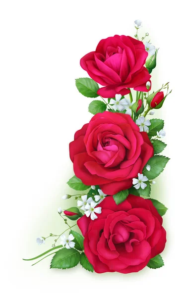 Beautiful bouquet of red roses. Drawing. For decorating pages, invitations, greetings, and creating postcards.