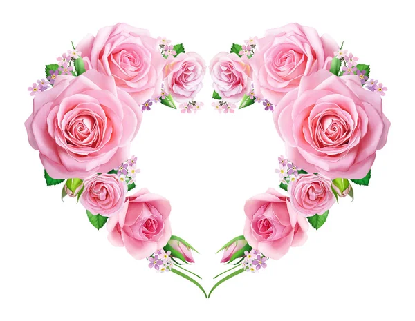 Hermoso Marco Rosas Rosadas Forma Corazón —  Fotos de Stock