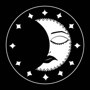 ay. gece ve gündüz. siyah ve beyaz vektör