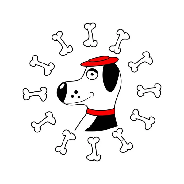 Собака з кісткою. ізольовано. векторний — стоковий вектор