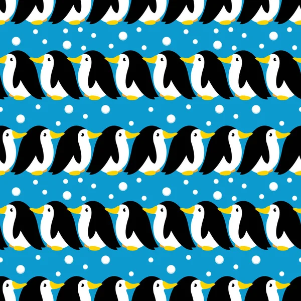 Seamless mönster med många små pingviner. vektor — Stock vektor