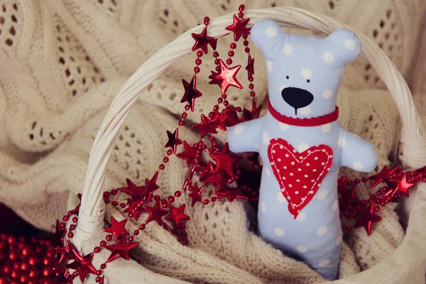 Boneka Teddy Bear Buatan Tangan Untuk Hari Valentine Latar Belakang — Stok Foto