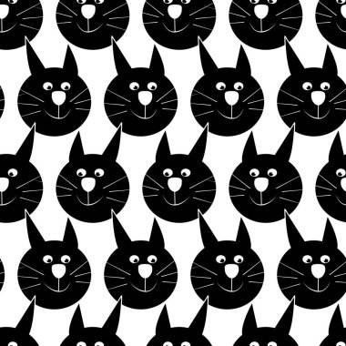 kara kedi ile beyaz seamless modeli. vektör