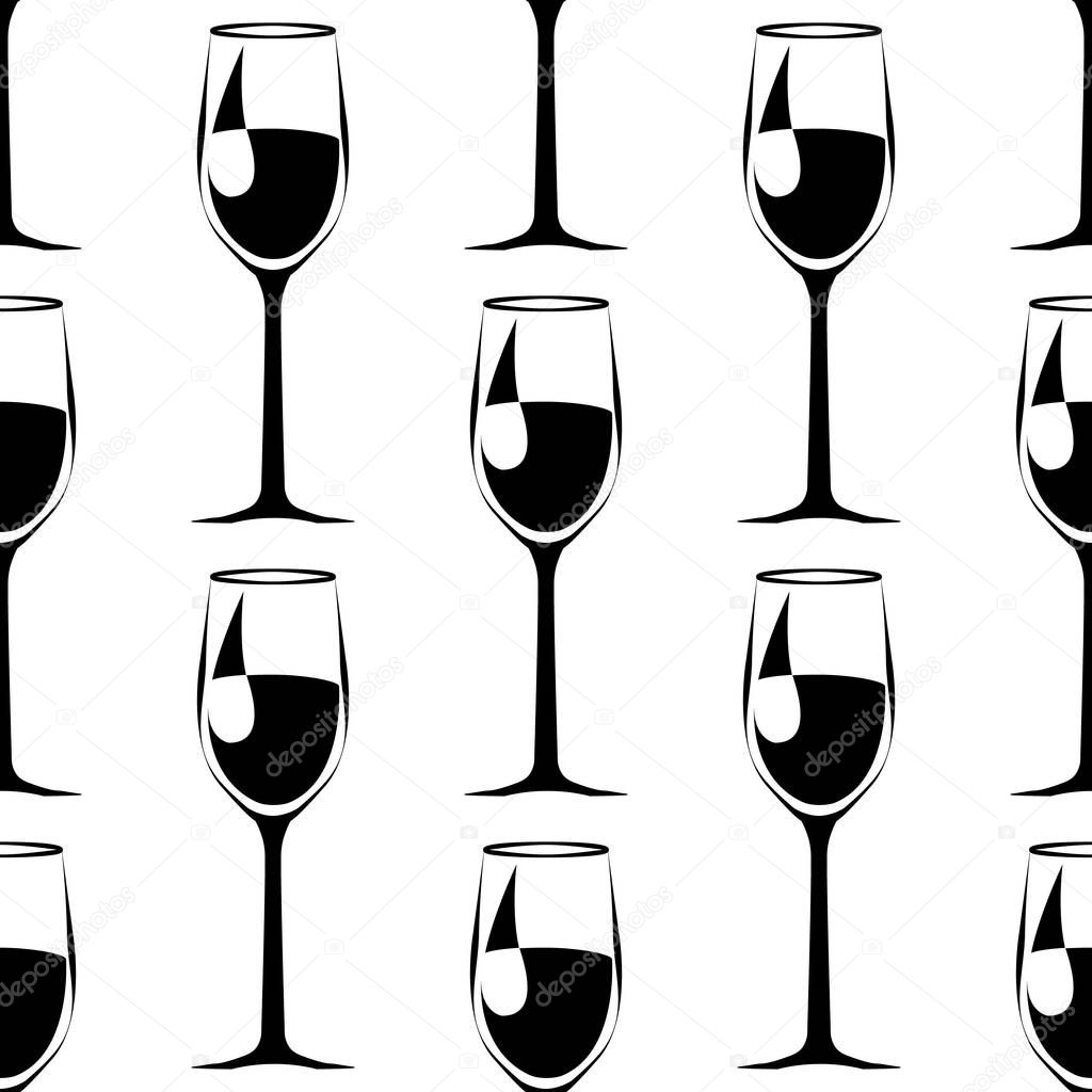 seamless pattern with blue wineglass with wine. vector