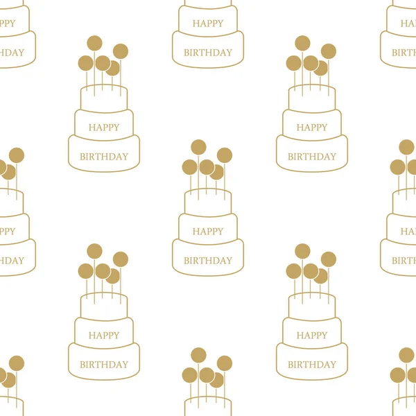 행복 한 생일 케이크와 함께 완벽 한 패턴입니다. 벡터, 절연 — 스톡 벡터