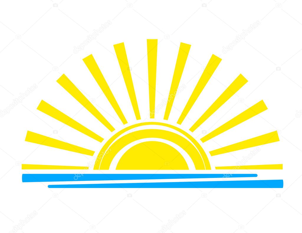 sunset. yellow sun over the sea. vector. isolate abstraction.