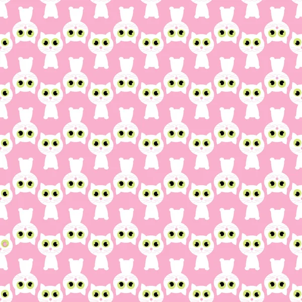 Pink seamless pattern with white cat. illustrations — Stock Photo, Image