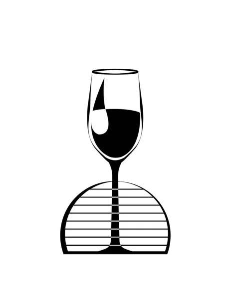 Black glass of wine on the background of the barrel. abstraction. vector — Stock Vector