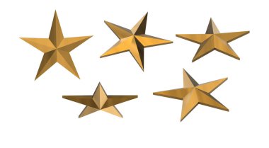 Beyaz arka plan üzerinde izole altın yıldız 3d