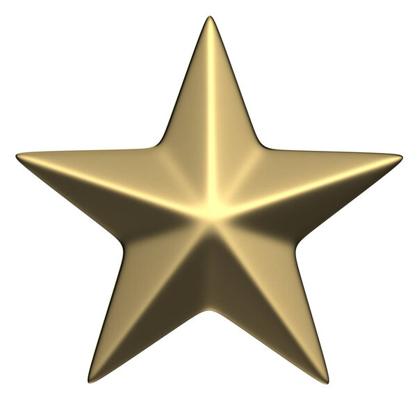 золотая звезда - трехмерная изолированная иллюстрация на белом фоне
