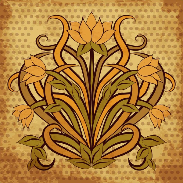 Art Nouveau Stílusban Illusztráció Vektor Virág Kártya — Stock Vector