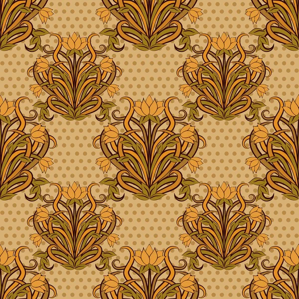 Motif Floral Sans Couture Dans Style Art Nouveau Illustration Vectorielle — Image vectorielle