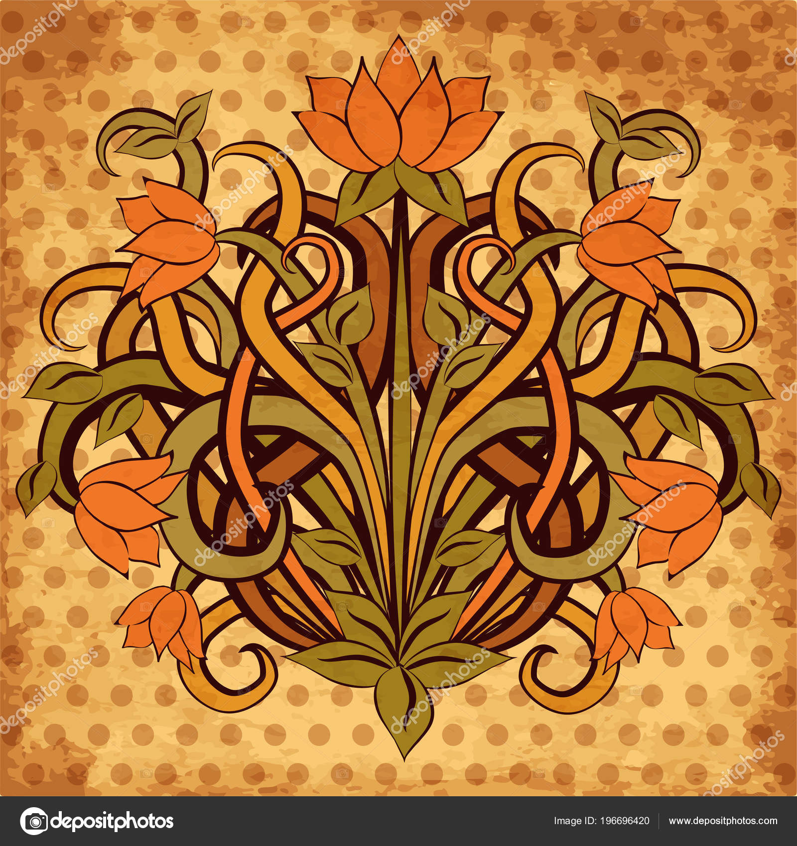 Floral Wallpaper Art Nouveau Style Vector Illustration — Stock Vector