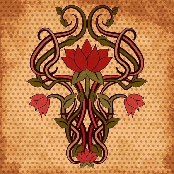 アール ヌーボー様式 ベクトル図の花のグリーティング カード — ストックベクタ