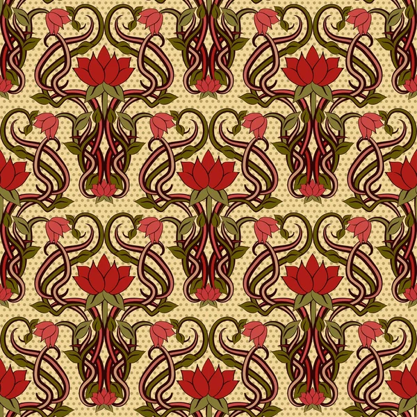 Papier Peint Floral Sans Couture Style Art Nouveau Illustration Vectorielle — Image vectorielle