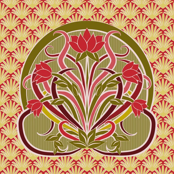 Floral Art Nouveau Style Vector Illustration — 스톡 벡터