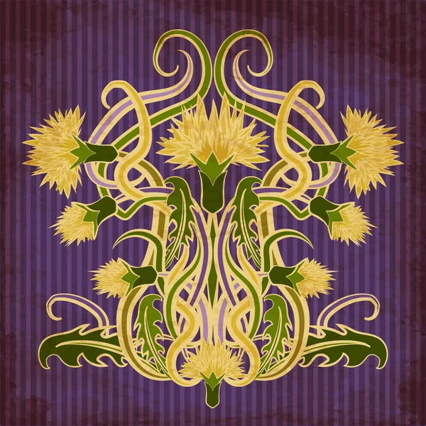 Hintergrund Mit Blumen Löwenzahn Jugendstil Vektorillustration — Stockvektor
