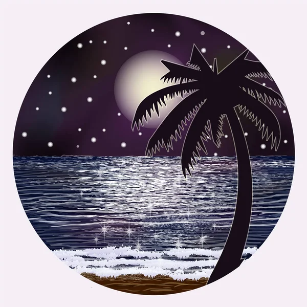 Summer Sea Night Card Illustrazione Vettoriale — Vettoriale Stock