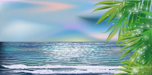 Tropisk Sommar Tapet Med Palmer Vektorillustration — Stock vektor