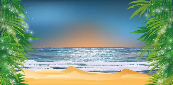 Papel Parede Verão Tropical Ilustração Vetorial — Vetor de Stock