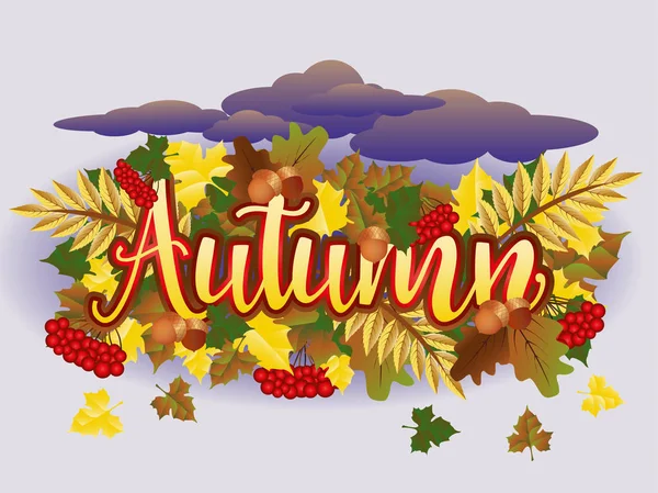 Herfst Tijd Seizoen Card Vector Illustratie — Stockvector