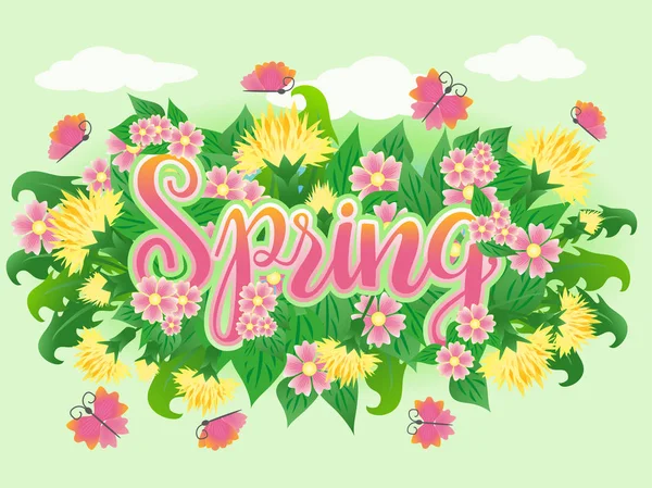 Spring Time Season Card Vector Illustration — Stock Vector